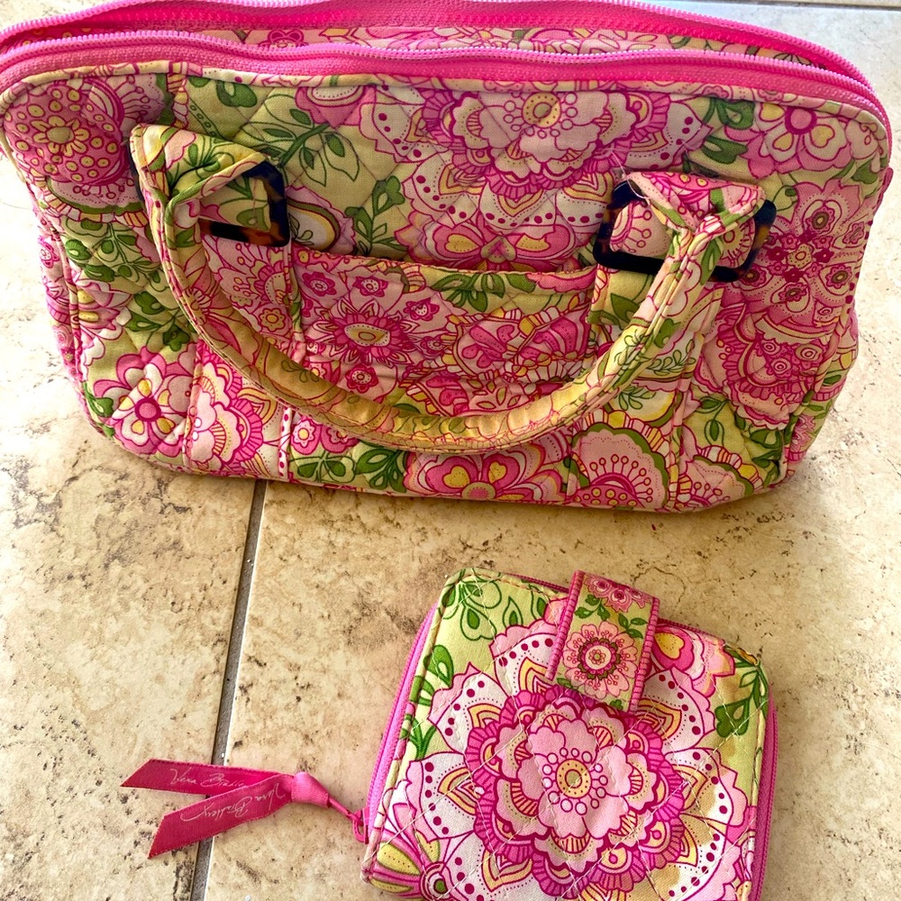 Vera Bradley Petal Pink Purse & Wallet- Retired Pattern